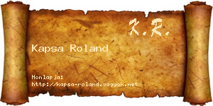 Kapsa Roland névjegykártya